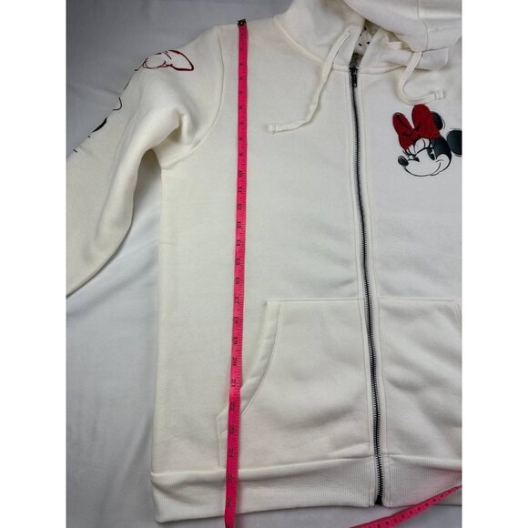 Disney Women Sweatshirt Large White Fleece Hoodie Minnie Mouse Embroidered - Picture 11 of 11